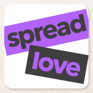 Modern, urban, vibrant, trendy graphic Spread Love Square Paper Coaster