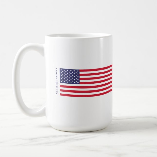Modern US American Flag Stars Stripes 4th of July Coffee Mug (Left)