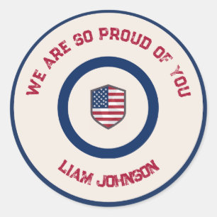 Modern US Flag Military Going Away Party Classic Round Sticker