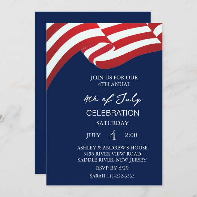 Modern USA Celebration 4th of July Party  Invitati Invitation (Front/Back)