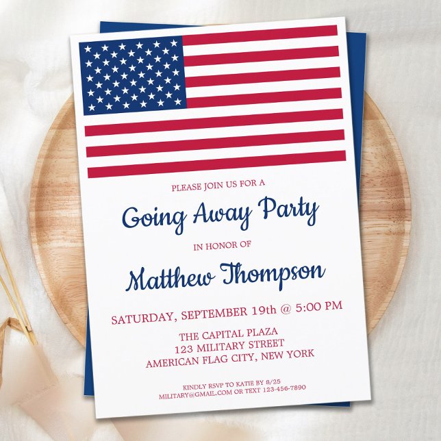 Modern USA Flag Military Soldier Going Away Party Invitation (Creator Uploaded)