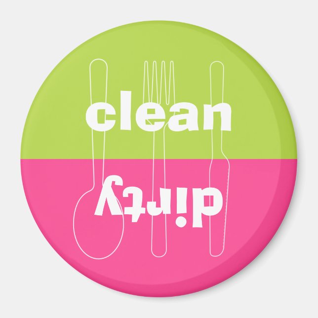 Modern utensil dirty clean preppy pink dishwasher magnet (Front)