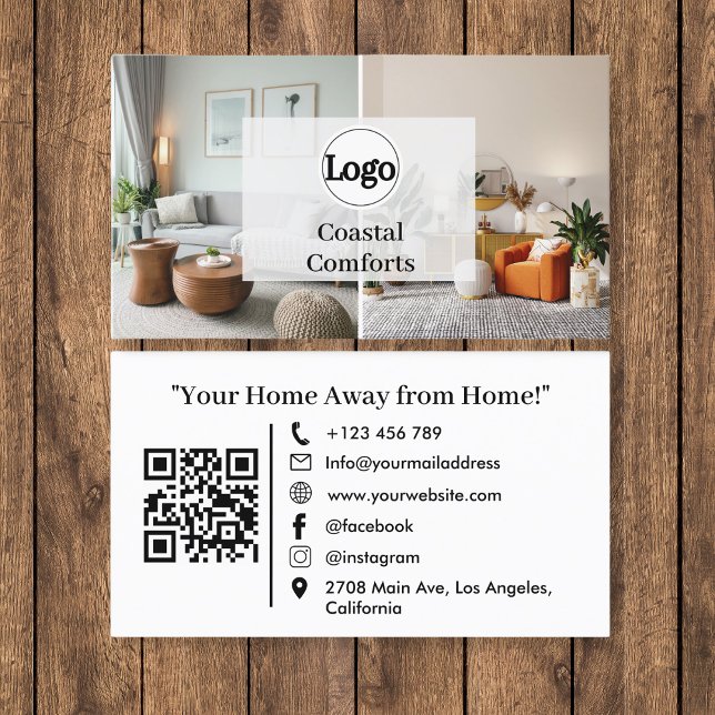 Modern Vacation Rental QR Code Logo Business Card (Creator Uploaded)