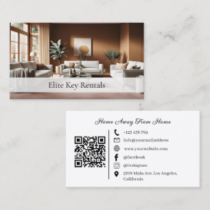 Modern Vacation Rental Social Media Photo QR Code Business Card
