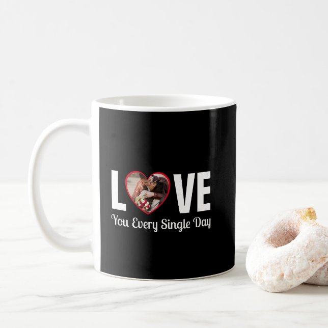 Modern Valentine Custom Photo and Love Message Coffee Mug (With Donut)