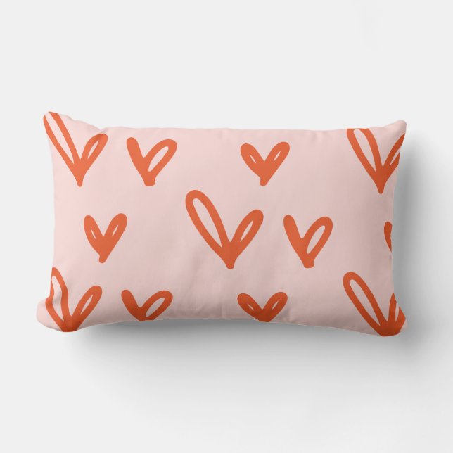 Modern Valentine’s Day Hearts Lumbar Cushion (Front)