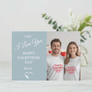 Modern Valentine’s Day Photo Card  Light Blue Gray