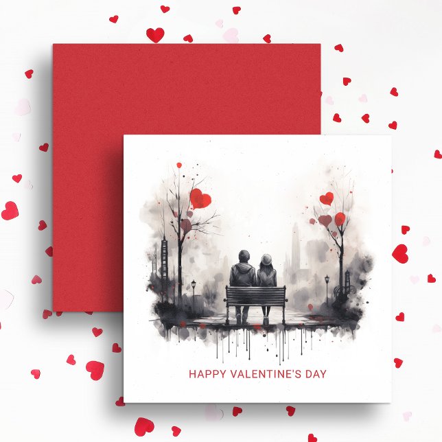 Modern Valentine's Day Couple in Love Holiday Card (Creator Uploaded)
