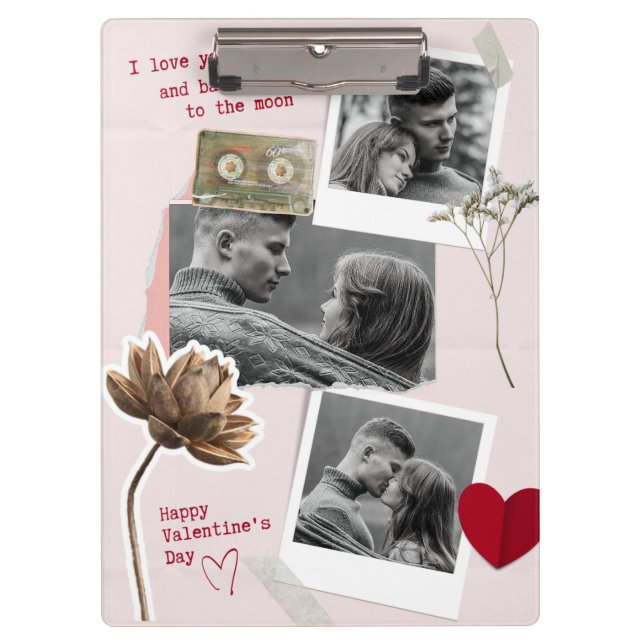 Modern Valentines Day Personalised Couple Photo Clipboard (Front)
