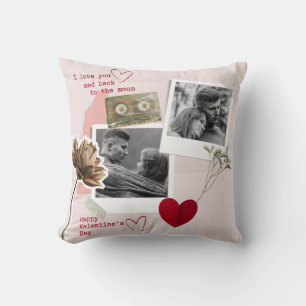Modern Valentines Day Personalised Couple Photo  Cushion