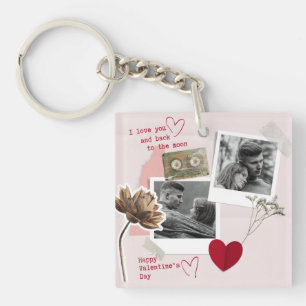 Modern Valentines Day Personalised Couple Photo Key Ring