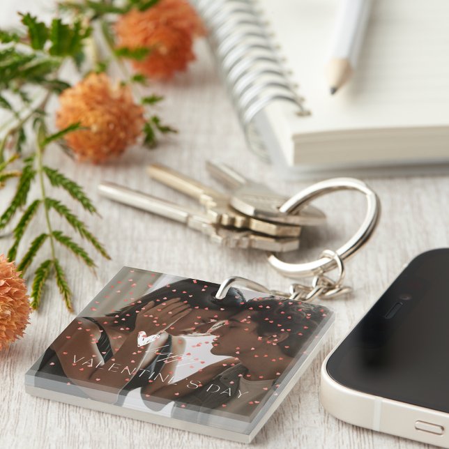 Modern Valentine's Day personalised couple photo  Key Ring (Creator Uploaded)