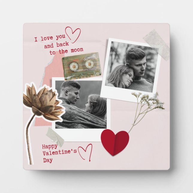 Modern Valentines Day Personalised Couple Photo  Plaque (Front)