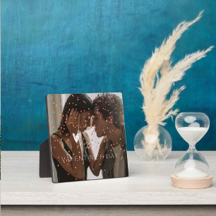 Modern Valentine's Day personalised couple photo  Plaque