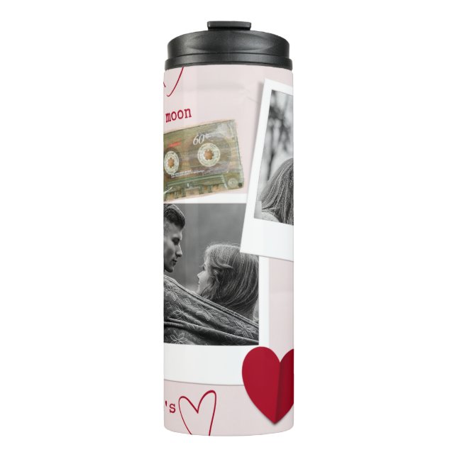 Modern Valentines Day Personalised Couple Photo  Thermal Tumbler (Front)