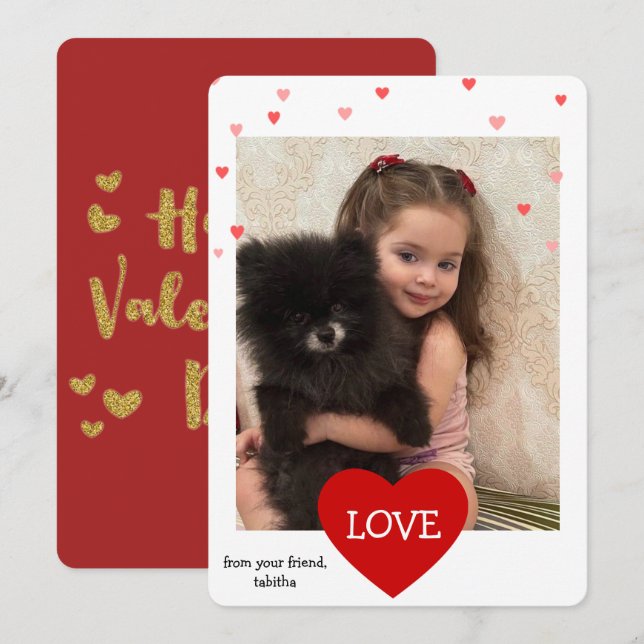 modern valentines day photo card,simple valentines holiday card (Front/Back)