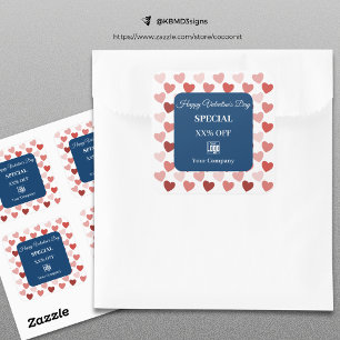 Modern Valentine's Day Special Heart Pattern Square Sticker