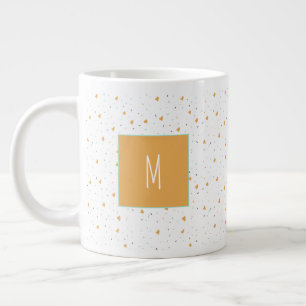 Modern Valentines Day Sprinkle Hearts Mustard Large Coffee Mug