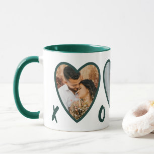 Modern Valentines Green Hearts Photo Mug