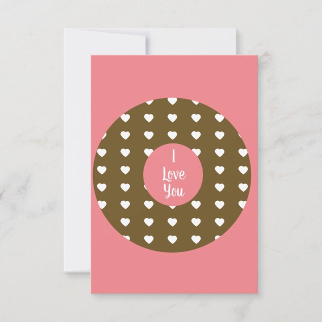 Modern Valentines Hearts Doughnut Chocolate Brown Card (Front)