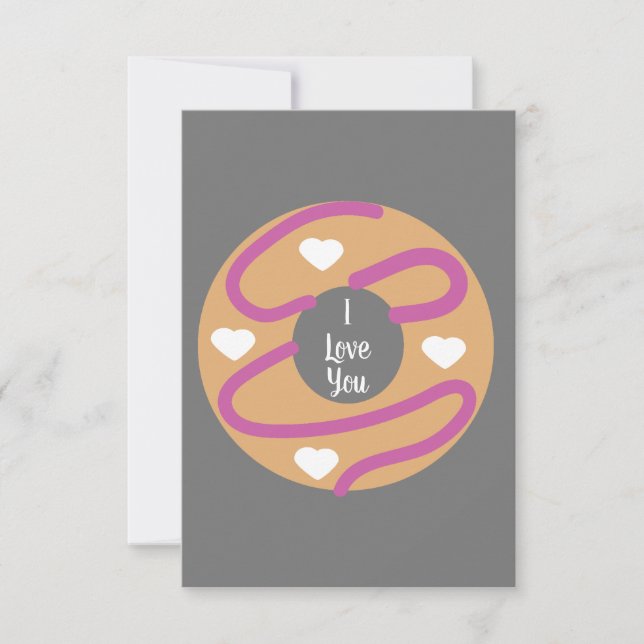 Modern Valentines Hearts Doughnut Frosting Card (Front)