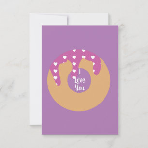 Modern Valentines Hearts Doughnut Frosting Purple Card