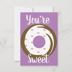 Modern Valentines Hearts Doughnut Frosting Purple Card