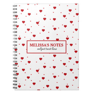 Modern Valentines Red & White Hearts Pattern Notebook