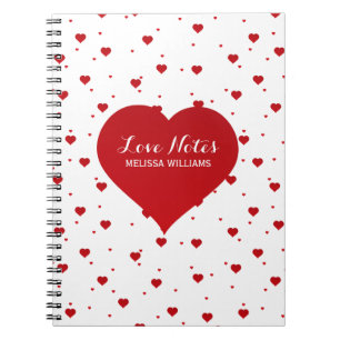 Modern Valentines Red & White Hearts Pattern Notebook