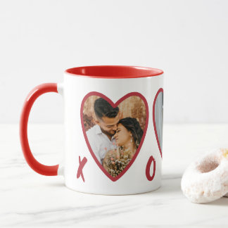 Modern Valentines RedHearts Photo Mug