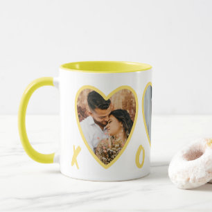 Modern Valentines Yellow Hearts Photo Mug