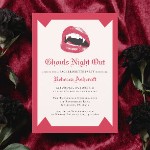 Modern Vampire Fang Halloween Gothic Bachelorette Invitation