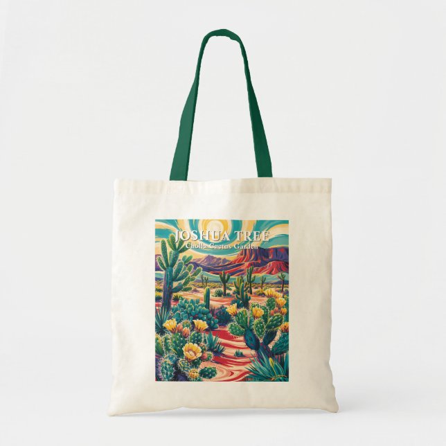 Modern Van Gogh Joshua Tree Cholla Cactus Garden Tote Bag (Front)