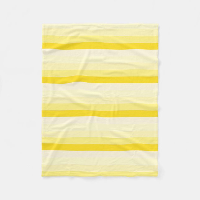 Modern Vanilla Yellow White Stripes Stylish Fleece Blanket (Front)