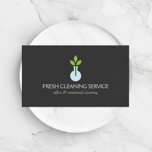 Modern Vase Logo Cleaning Service, Hospitality Business Card
