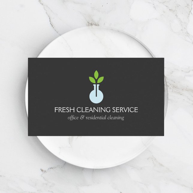 Modern Vase Logo Cleaning Service, Hospitality Business Card (Creator Uploaded)