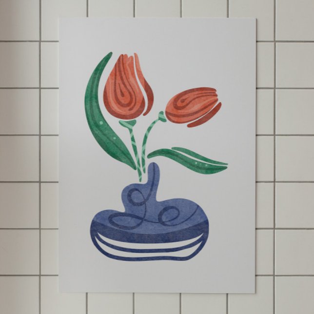 Modern Vase with Tulips | Floral Still Life Art Poster (Creator Uploaded)