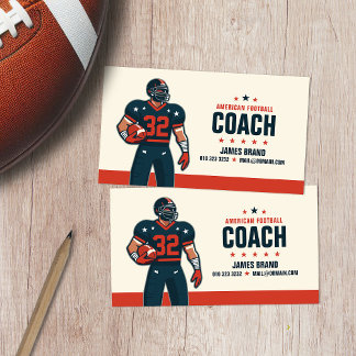 Modern Vector Illustrated American Football Coach Business Card