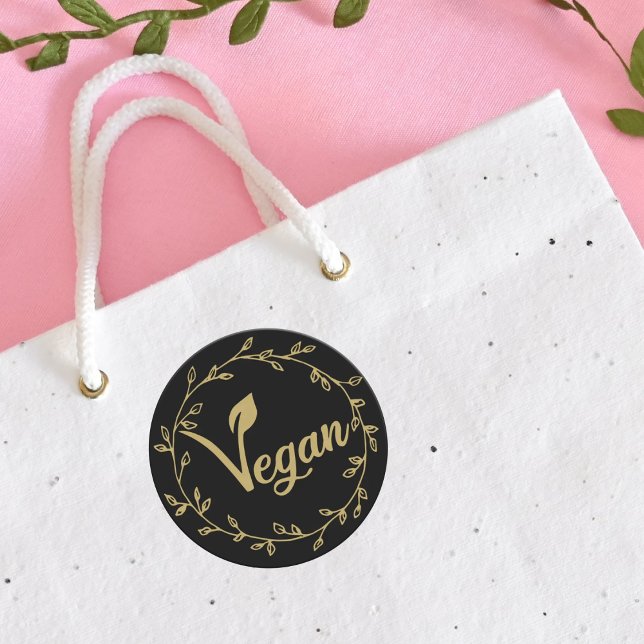 Modern Vegan Leaf  Classic Round Sticker (Creator Uploaded)