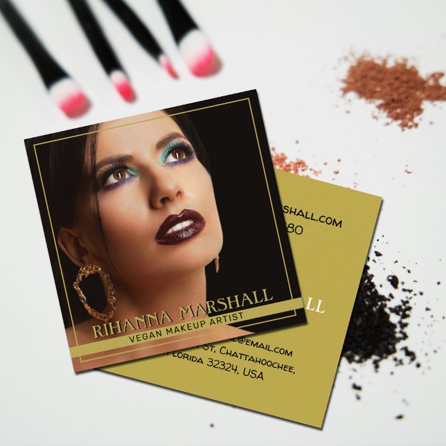 Modern Vegan Makeup Square Business Card (Creator Uploaded)