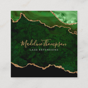 Modern Velvet Green Marble Agate Geode Square Square Business Card
