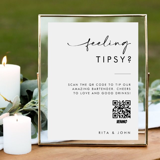 Modern Venmo Tip Your Bartender Wedding Sign (Creator Uploaded)