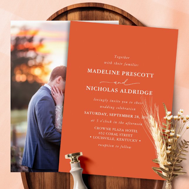Modern Verona Sunset Simple Photo Wedding Invitation (Creator Uploaded)