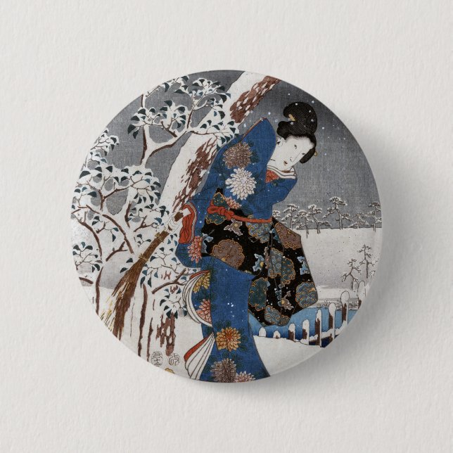 Modern Version of the Tale of Genji in Snow Scene 6 Cm Round Badge (Front)