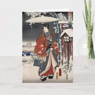Modern Version of the Tale of Genji in Snow Scene Card