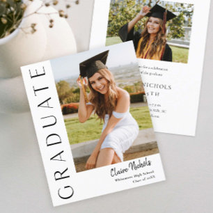 Modern Vertical Budget Photo Graduation Invitation