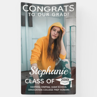 Modern Vertical Congrats Grad Photo Graduation Ban Banner