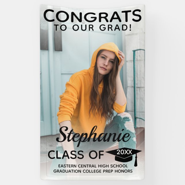 Modern Vertical Congrats Grad Photo Graduation Banner (Vertical)