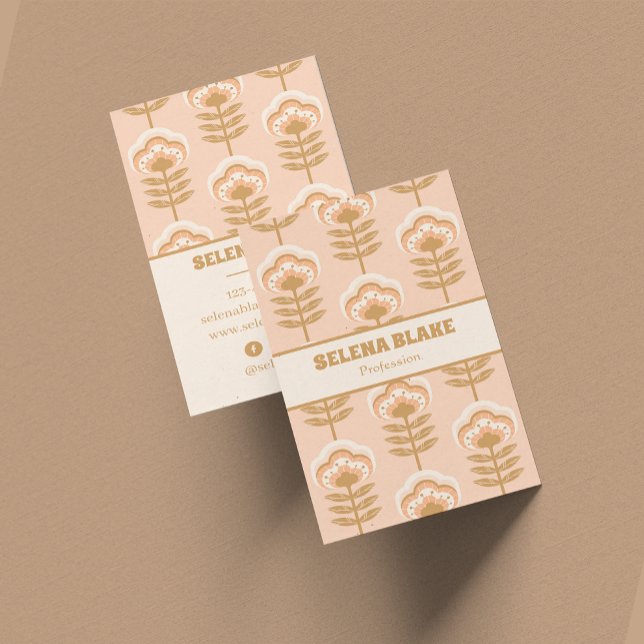 Modern Vertical Floral Pattern – Elegant & Trendy  Business Card (Creator Uploaded)