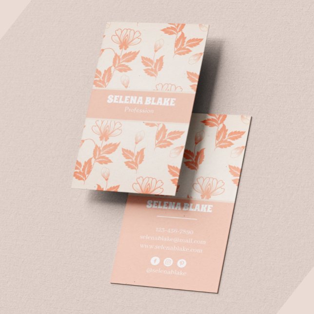 Modern Vertical Floral Pattern– Soft Pink Elegance Business Card (Creator Uploaded)
